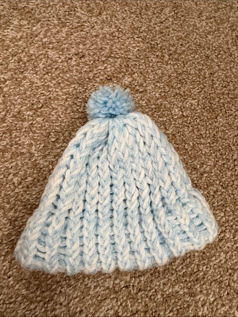 Soft Baby Blue Knit Pom Beanie for Kids